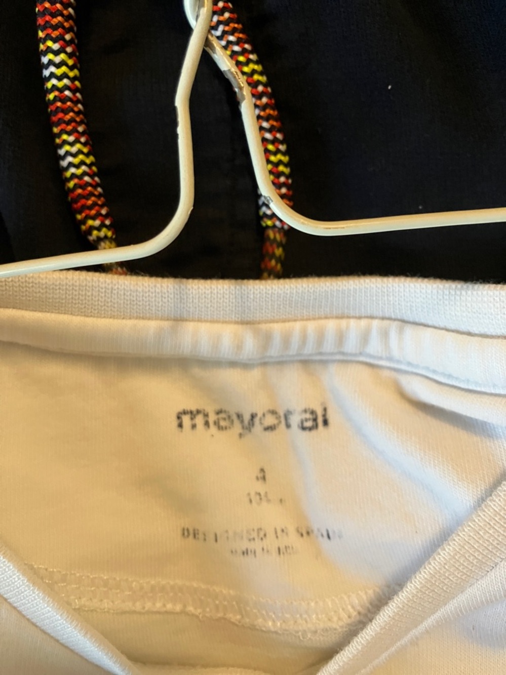 Mayoral 4T White Tee and Navy Shorts Set with Blue Yellow Red Accents - Picture 2 of 10